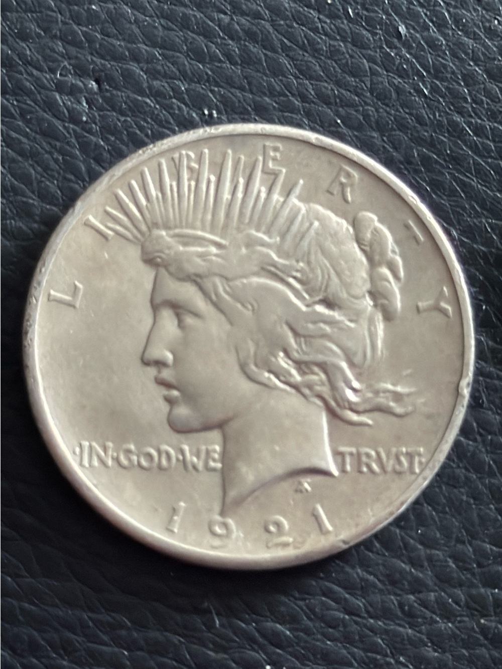 1921 Peace Silver Dollar Coin - Silver Tone RAW. High relief